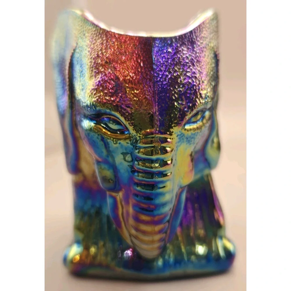 Vintage Toothpick Holder Summit Art‎ Event Iridescent Double Elephants